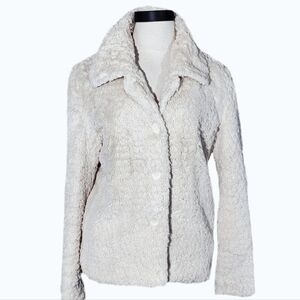 American Vintage Jacket Faux Fur Button Front Cream by Erin London Size L